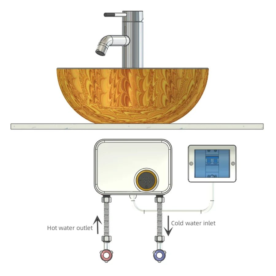 5500W Electric Hot Water Heater Small Under Sink Tankless Instant Water Heater 220V Kitchen Bathroom Heating