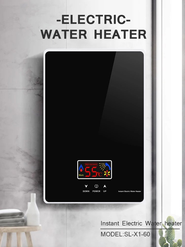 220V 6000W Instant Tankless Electric Hot Water Heater Bathroom Kitchen Instant Heating Tap Demand Water Heater with LCD Display