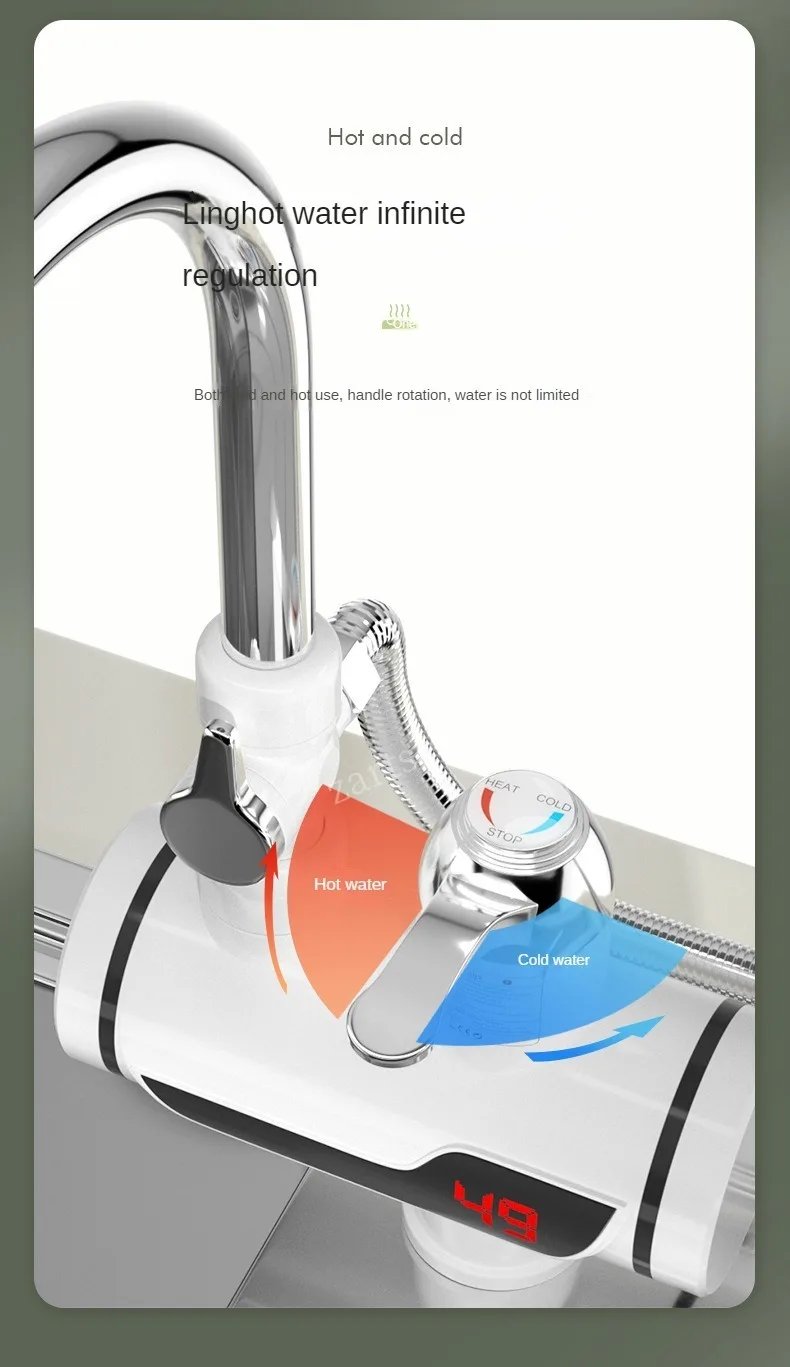 Instant Tankless Electric Hot Water Heater Faucet Kitchen Instant Heating Tap Water Heater with LED
