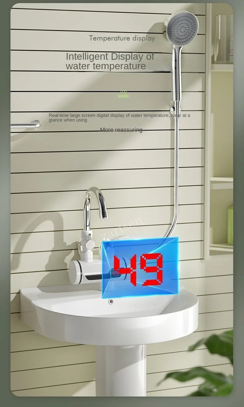 Instant Tankless Electric Hot Water Heater Faucet Kitchen Instant Heating Tap Water Heater with LED