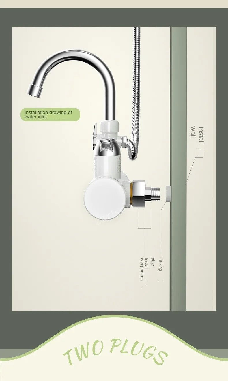 Instant Tankless Electric Hot Water Heater Faucet Kitchen Instant Heating Tap Water Heater with LED