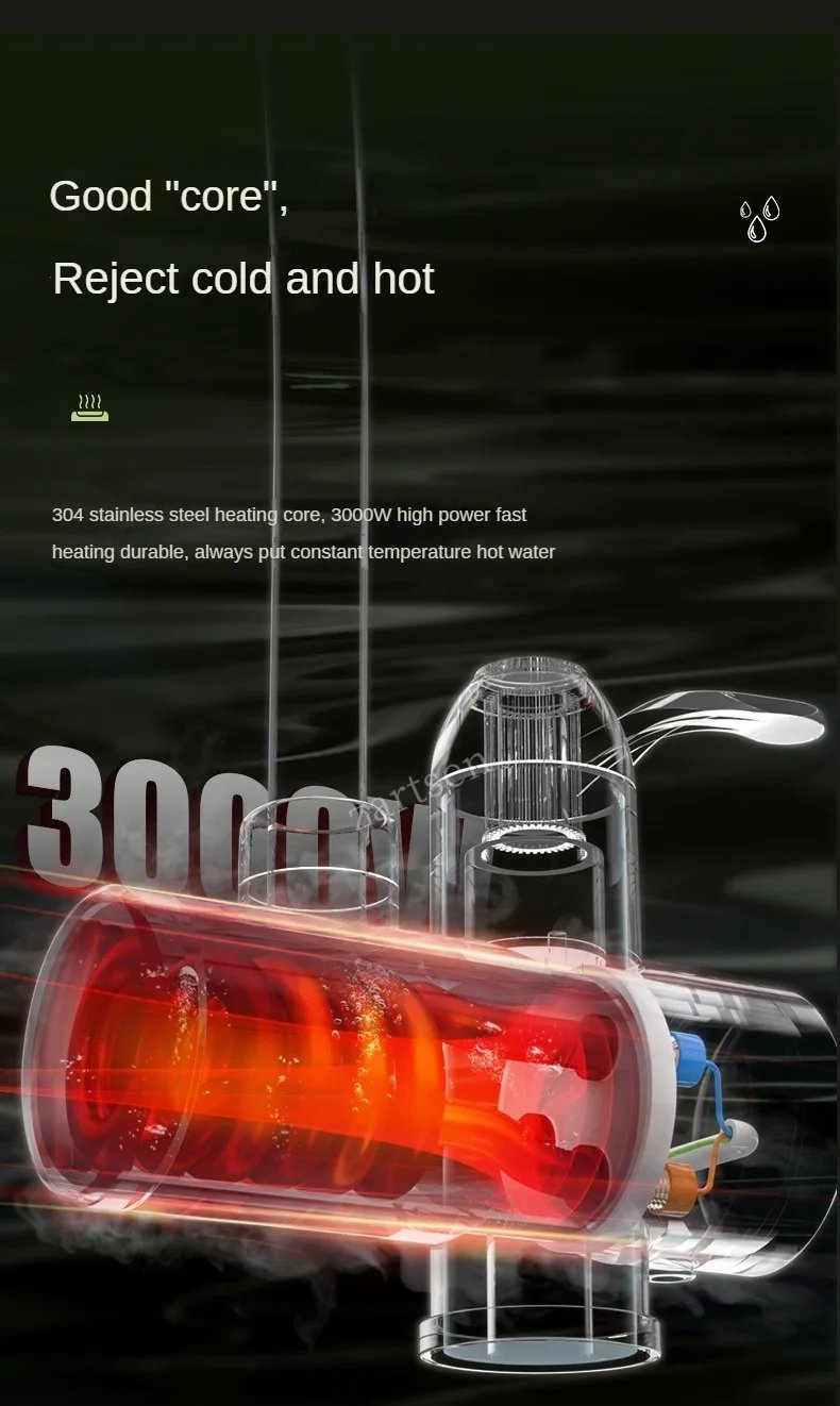 Instant Tankless Electric Hot Water Heater Faucet Kitchen Instant Heating Tap Water Heater with LED