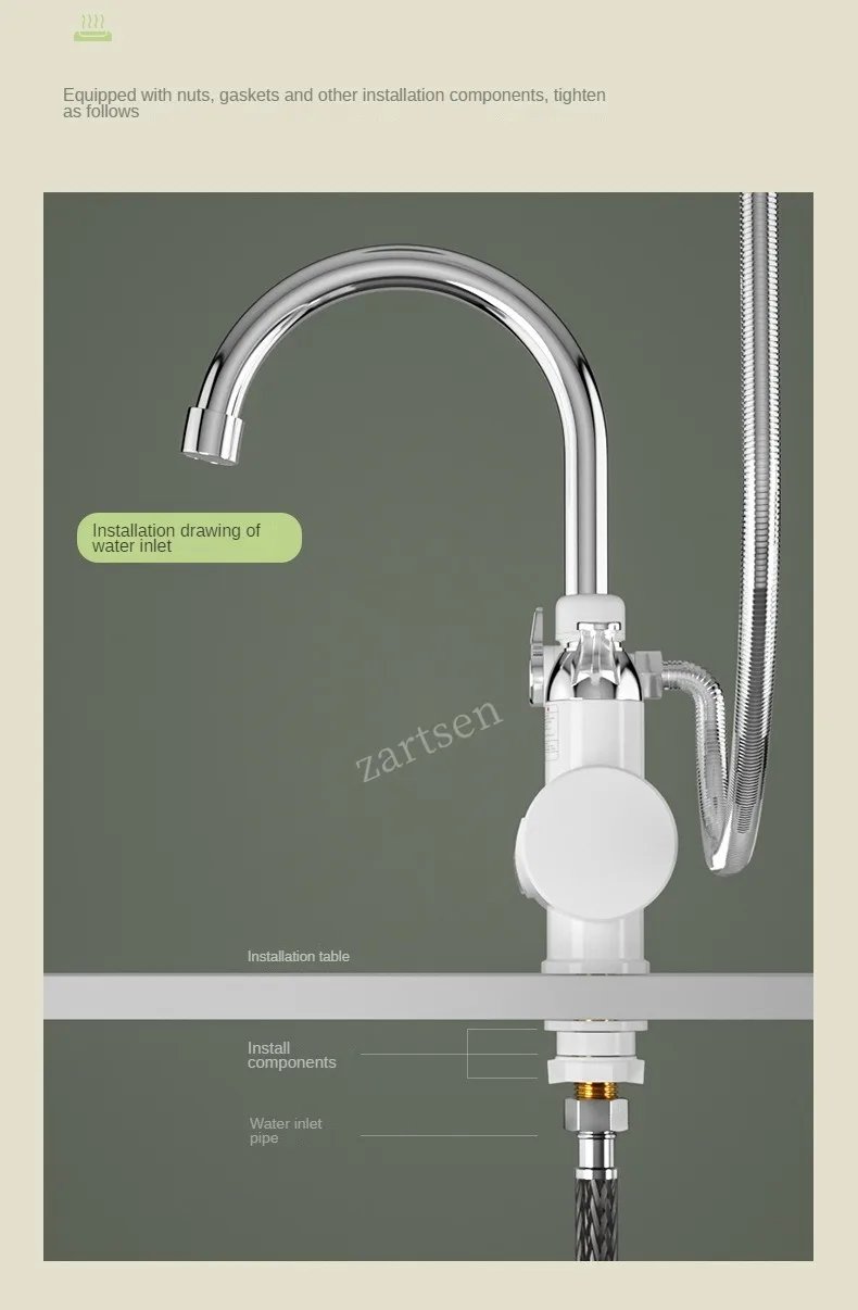 Instant Tankless Electric Hot Water Heater Faucet Kitchen Instant Heating Tap Water Heater with LED