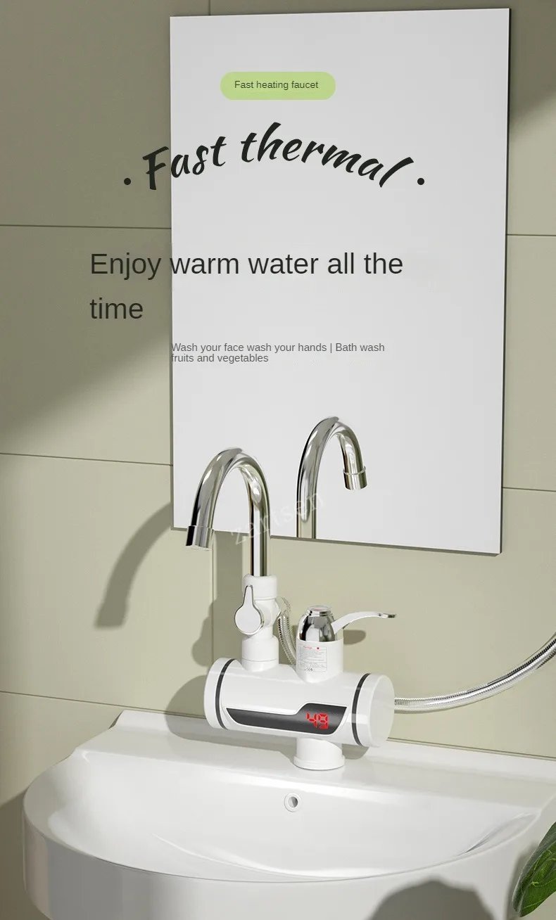 Instant Tankless Electric Hot Water Heater Faucet Kitchen Instant Heating Tap Water Heater with LED