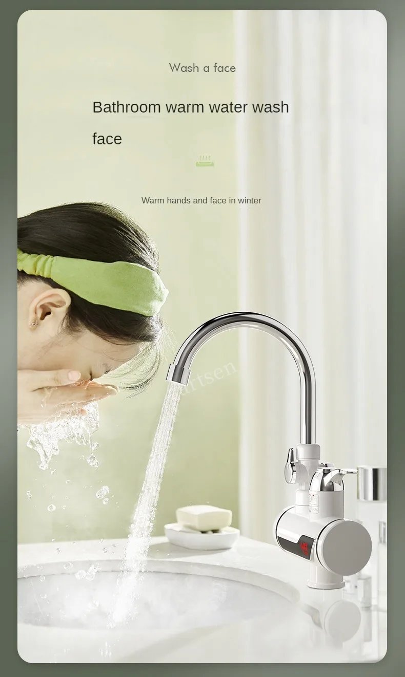 Instant Tankless Electric Hot Water Heater Faucet Kitchen Instant Heating Tap Water Heater with LED