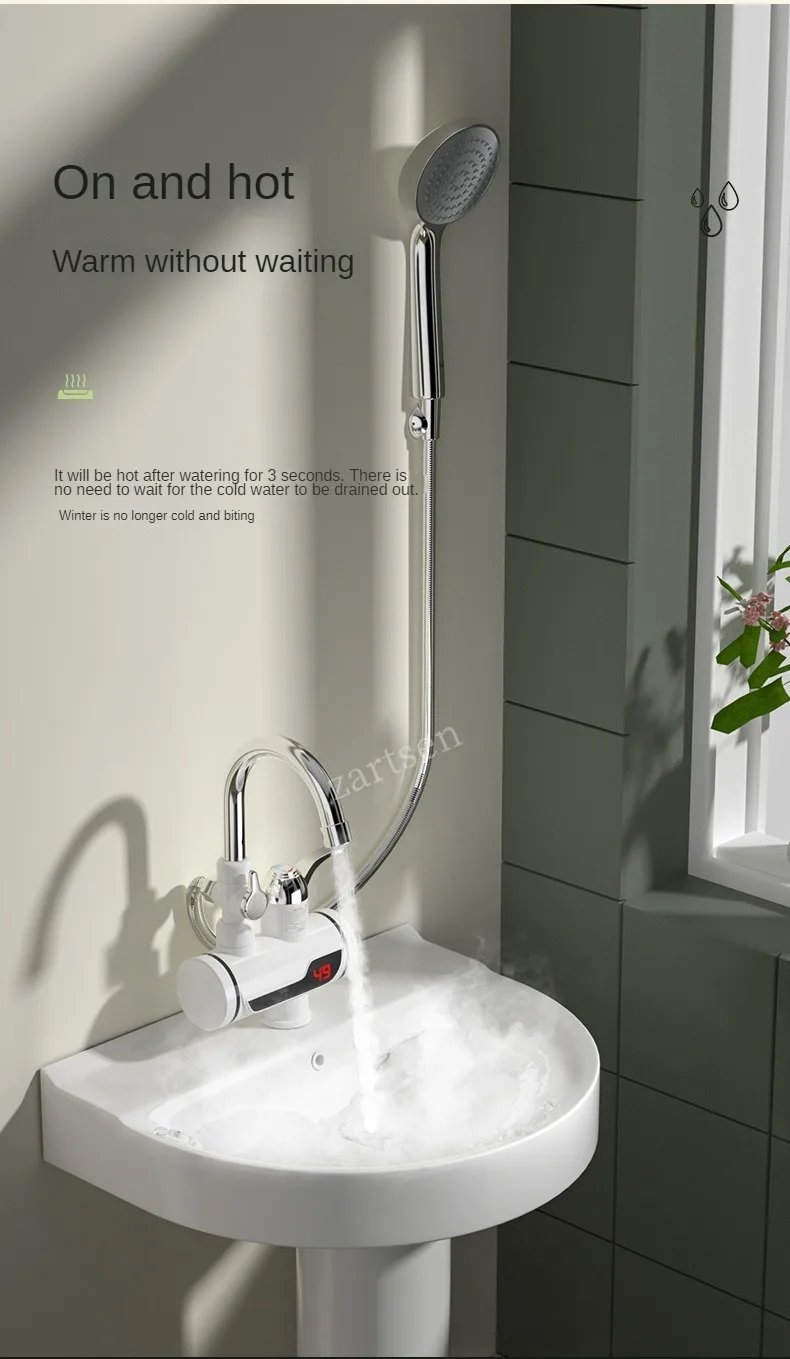 Instant Tankless Electric Hot Water Heater Faucet Kitchen Instant Heating Tap Water Heater with LED