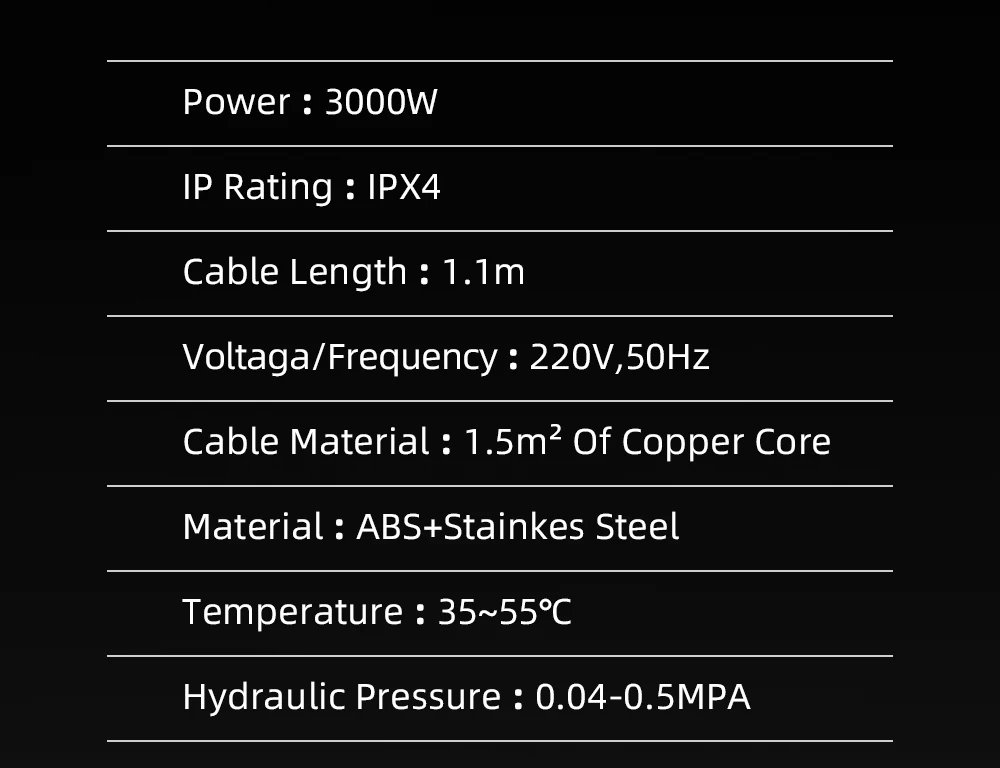 Instant Electric Water Heater Temperature Display Water Heating Kitchen Hot 3000W Water Heater with LED EU Plug Kitchen Faucet