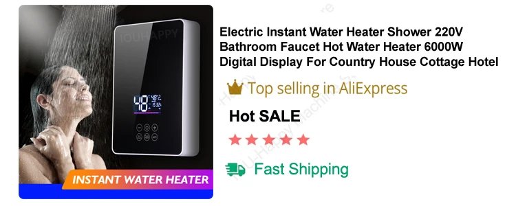 Instant Electric Water Heater Temperature Display Water Heating Kitchen Hot 3000W Water Heater with LED EU Plug Kitchen Faucet