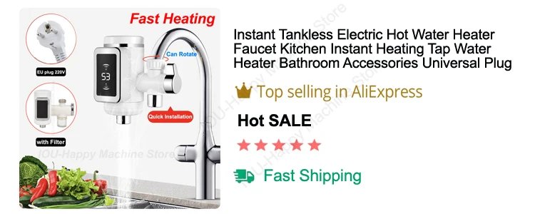 Instant Electric Water Heater Temperature Display Water Heating Kitchen Hot 3000W Water Heater with LED EU Plug Kitchen Faucet