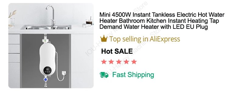 Instant Electric Water Heater Temperature Display Water Heating Kitchen Hot 3000W Water Heater with LED EU Plug Kitchen Faucet