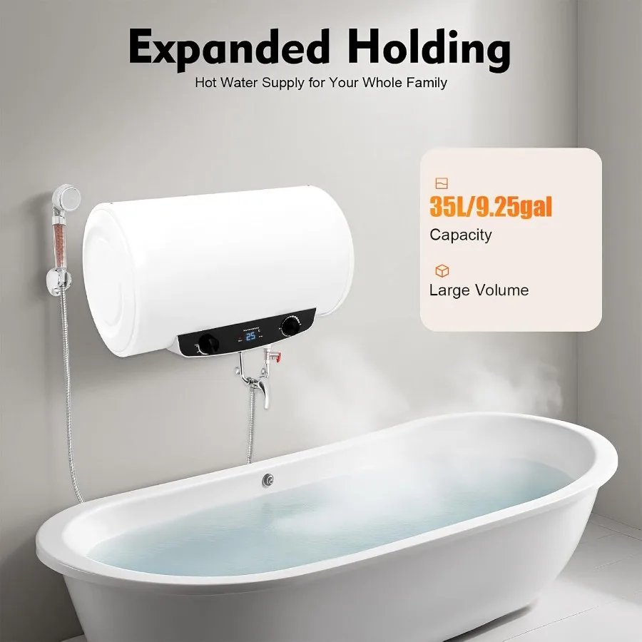 1500W Electric Water Heater 110V Wall Mounted Water Heater with 10 Gallon Tank Instant Hot Water Heater for Bathroom Kitchen RV