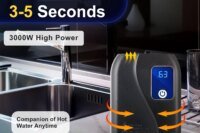 Tankless Water Heater 110V 3000W Electric Instant Water Heating Machine Kitchen Water Boiler Hot Water Black