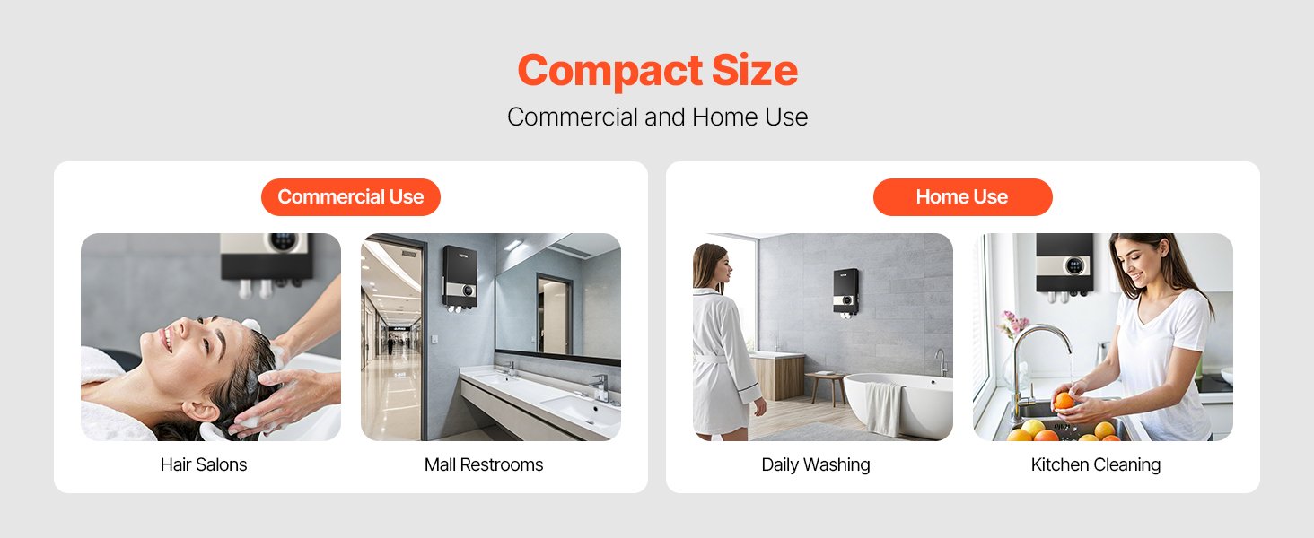 SucceBuy Tankless Electric Water Heater 27/36kW Instant Hot Water Heater Under Sink On Demand for Bathroom Child Security Lock