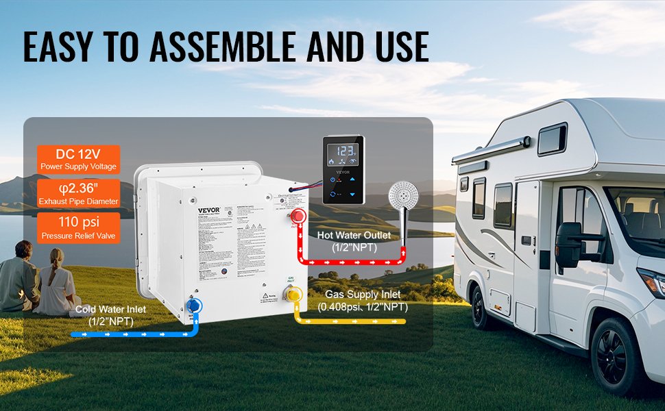 SucceBuy RV Tankless Water Heater Instant Shower 15 x 15 in  Optimized Comfort Performance Hot Water Ideal for RVers' Family
