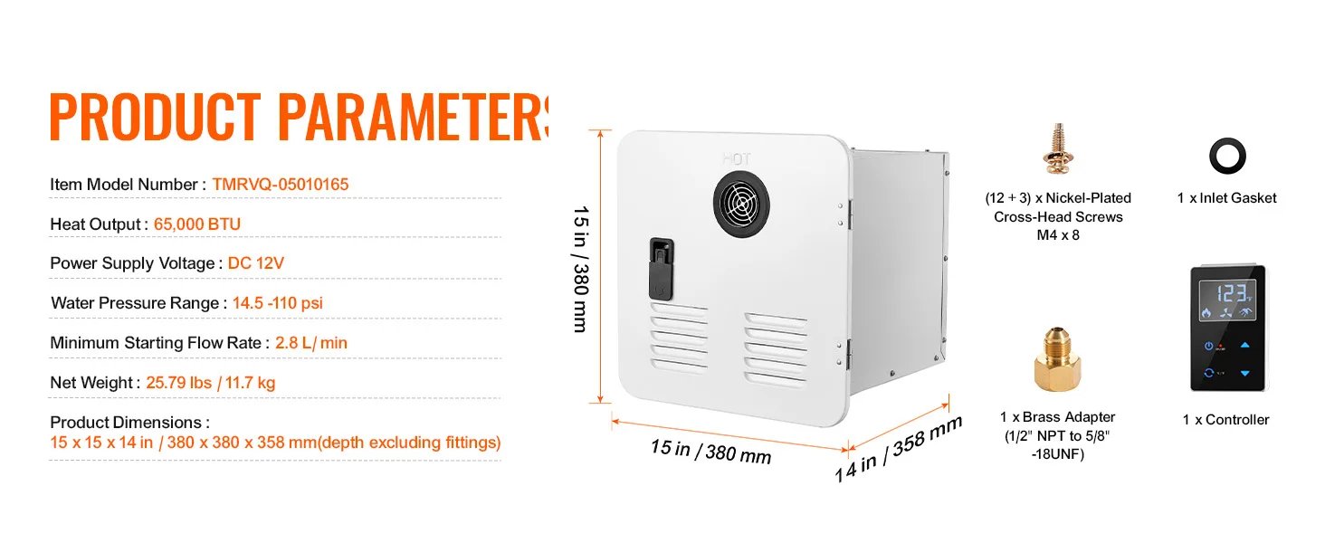 SucceBuy RV Tankless Water Heater Instant Shower 15 x 15 in  Optimized Comfort Performance Hot Water Ideal for RVers' Family