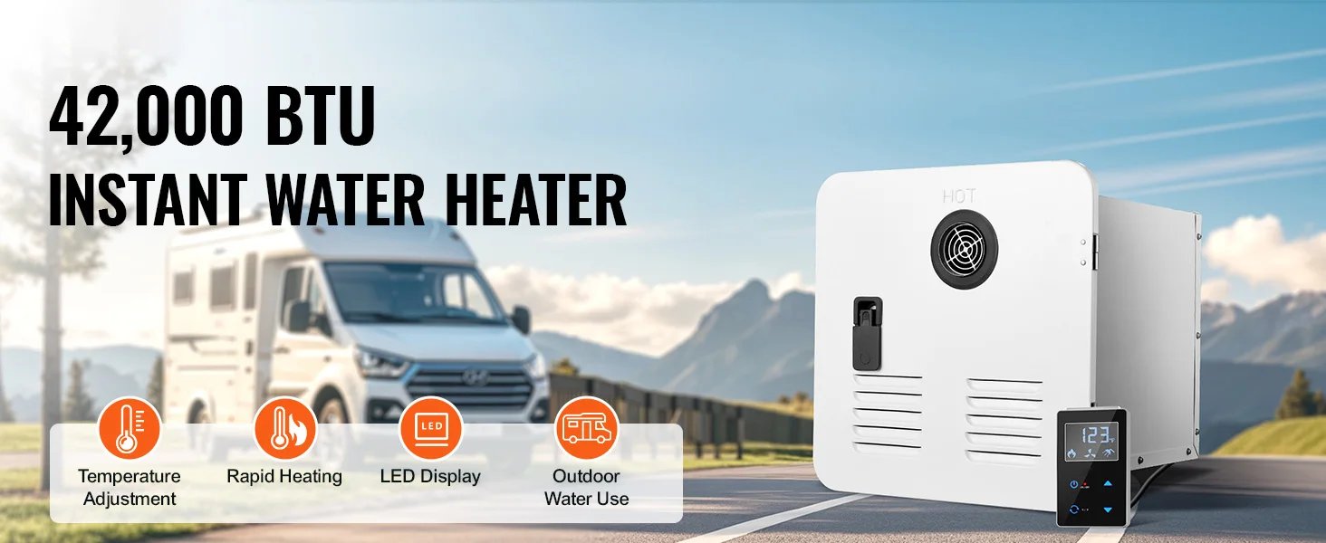SucceBuy RV Tankless Water Heater Instant Shower 15 x 15 in  Optimized Comfort Performance Hot Water Ideal for RVers' Family