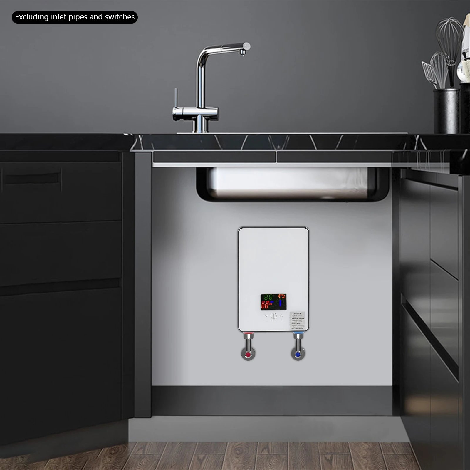 4500W 110V Water Heater, Touch Screen Electric Water Heater, Instantaneous Water Heater  On Demand Bath Shower