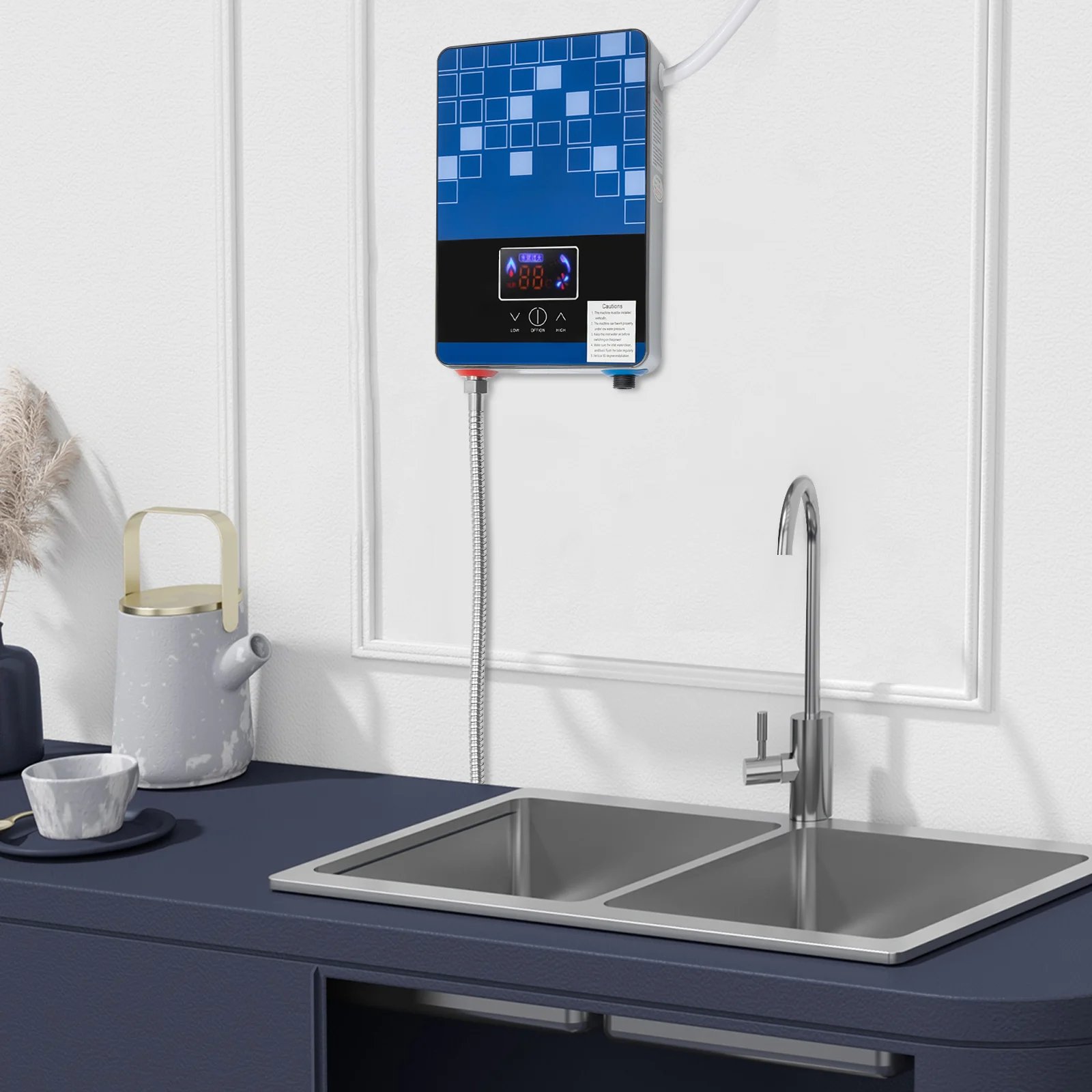 4500W/6500W Instant Water Heater Hot Shower Set Wall-mounted LED Display Tankless Water Heater Water Boiler Constant Hot Water