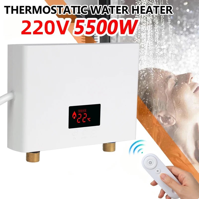 5500W Instant Water Heater Wall-Mounted Electric Water Heaters for Bathroom Hot Water Shower and Home Kitchen Heating 220V