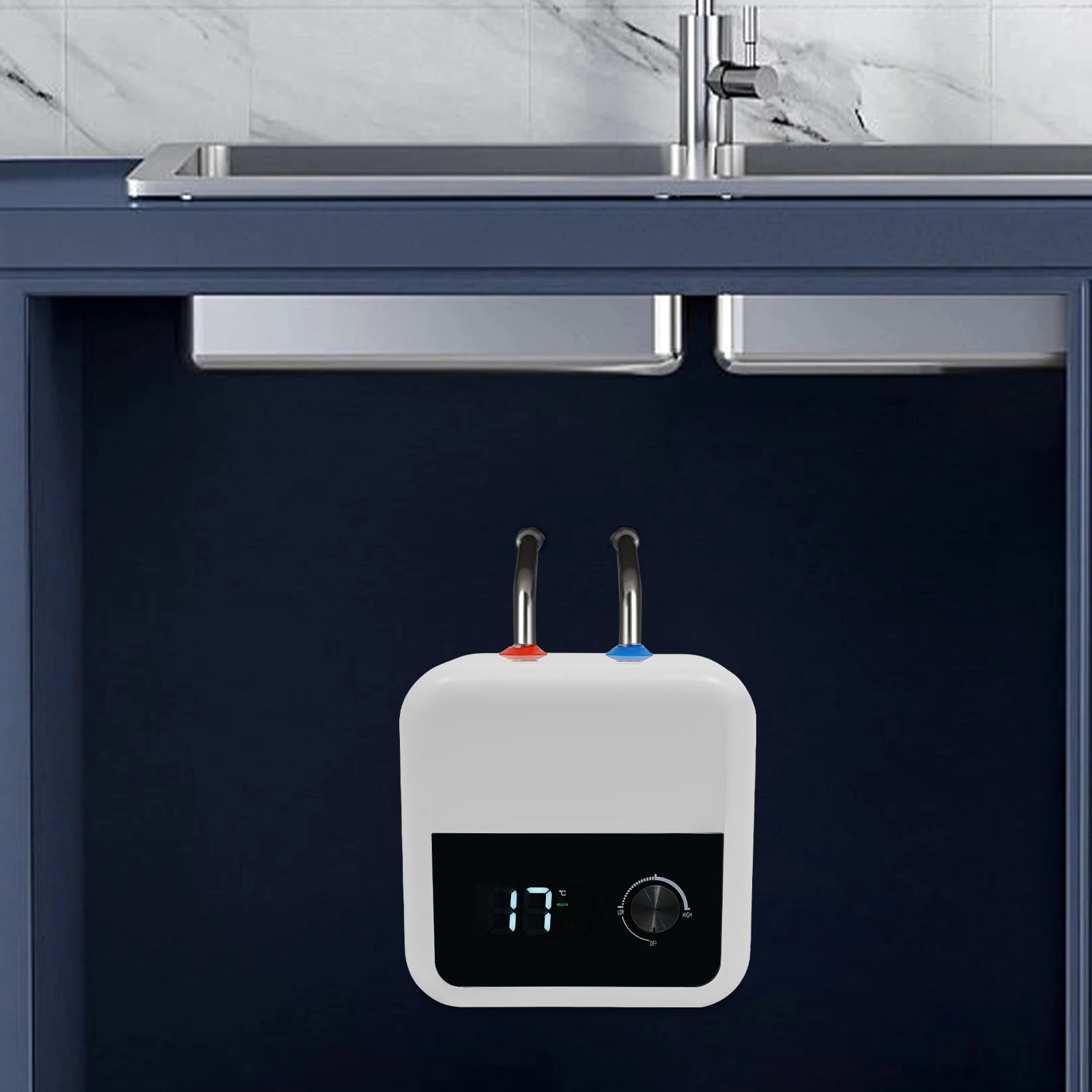 8L 1500W ABS Electric Hot Water Heater,White Wall-mounted Tank Hot Water Heater Upward Water Inlet for Kitchens,Bathrooms