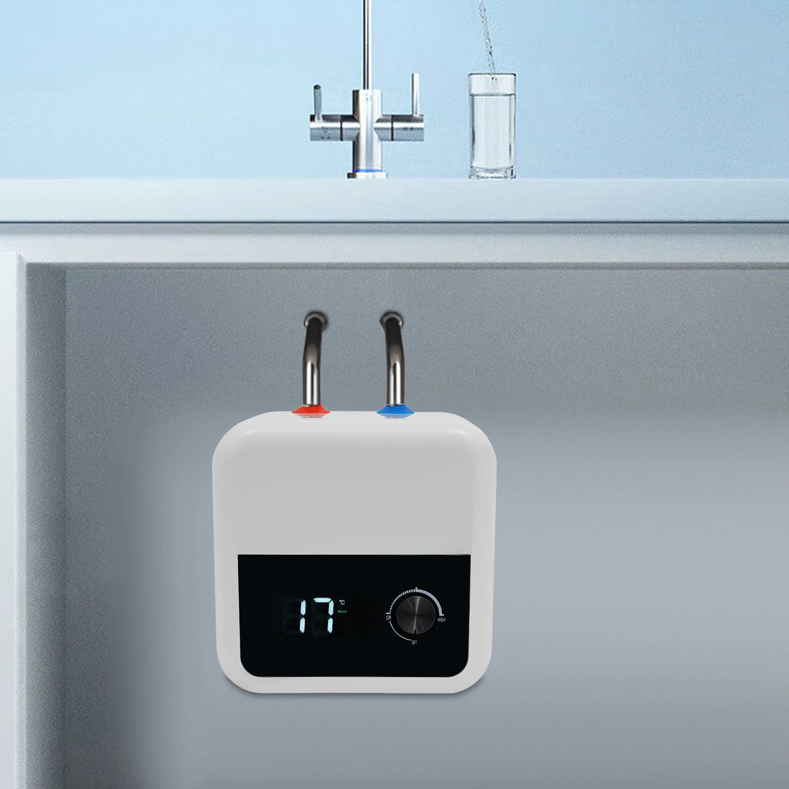 8L 1500W ABS Electric Hot Water Heater,White Wall-mounted Tank Hot Water Heater Upward Water Inlet for Kitchens,Bathrooms