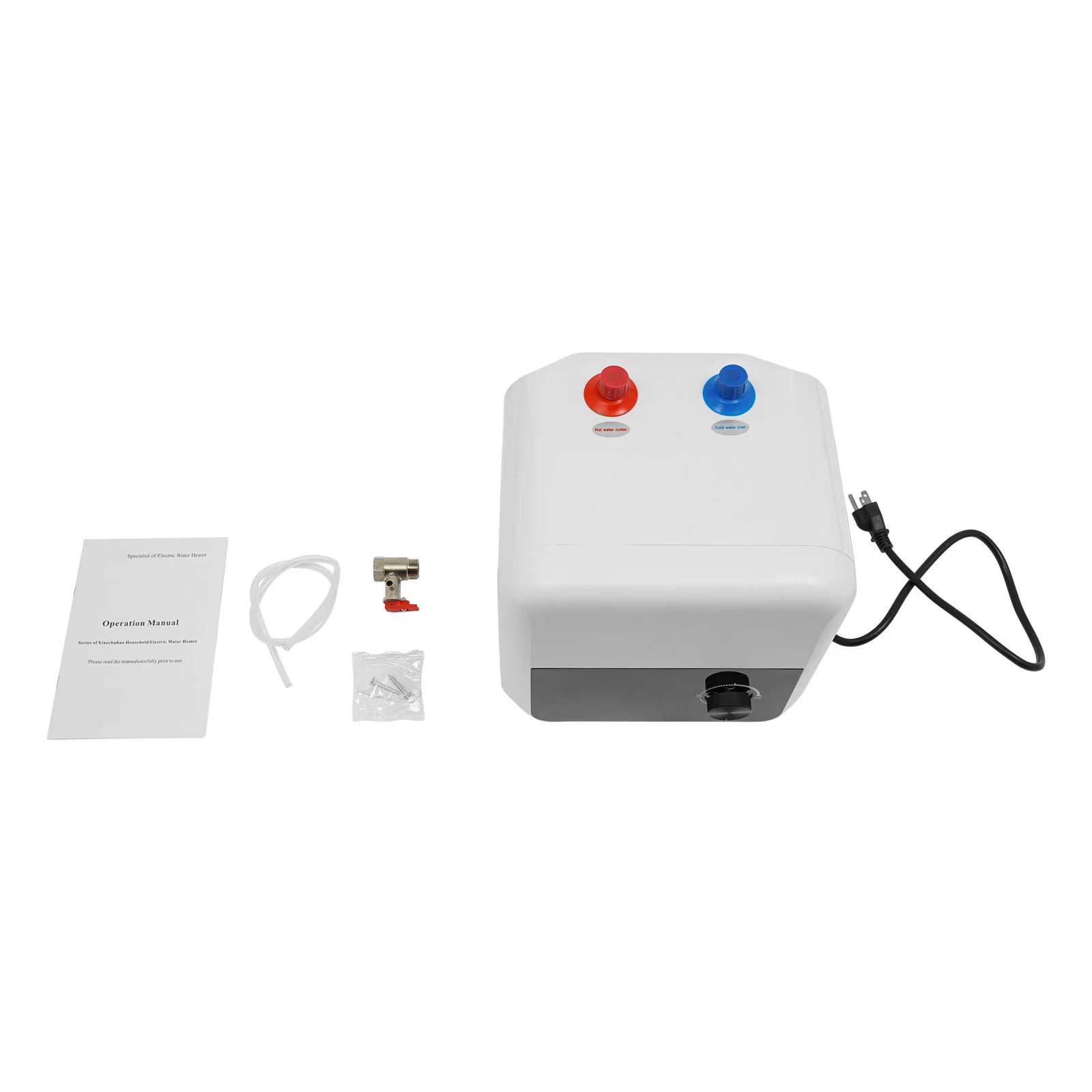 8L 1500W ABS Electric Hot Water Heater,White Wall-mounted Tank Hot Water Heater Upward Water Inlet for Kitchens,Bathrooms