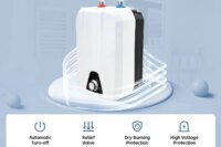 Electric Water Heater, 1500W Excellent Thermal Insulation Effect 86-149°F Adjustable Temperature for Garage Office Sink Kitchen