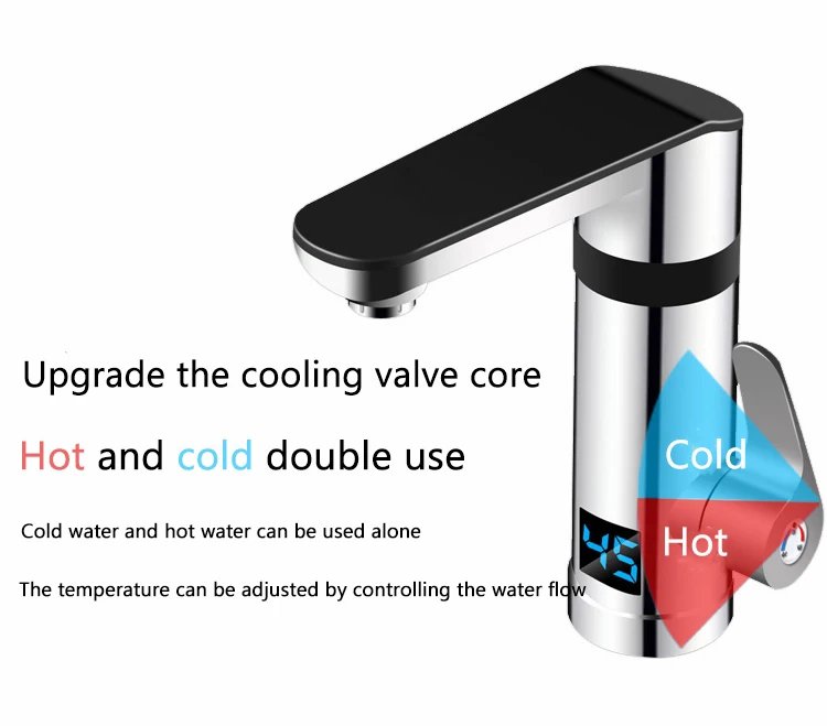 3000W Instant Electric Faucet Heater Tap Display Temperature Tankless Water Heater for Kitchen and Bathroom EU/UK/AU Plug 220V