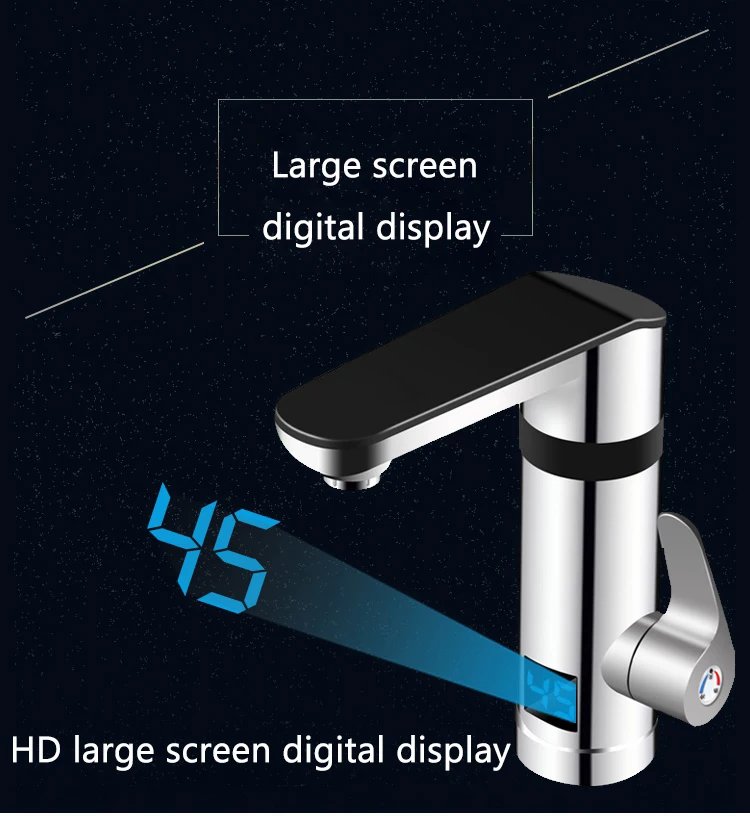 3000W Instant Electric Faucet Heater Tap Display Temperature Tankless Water Heater for Kitchen and Bathroom EU/UK/AU Plug 220V