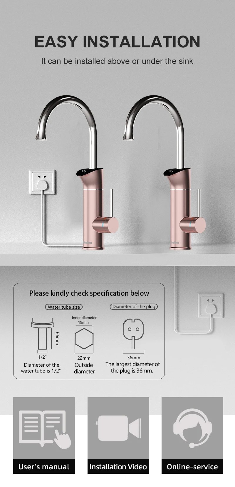 Briwellna 220V Instant Electric Water Heater Kitchen Faucet 2 in 1 With Digital Display Kitchen Mixer Flowing Water Heater