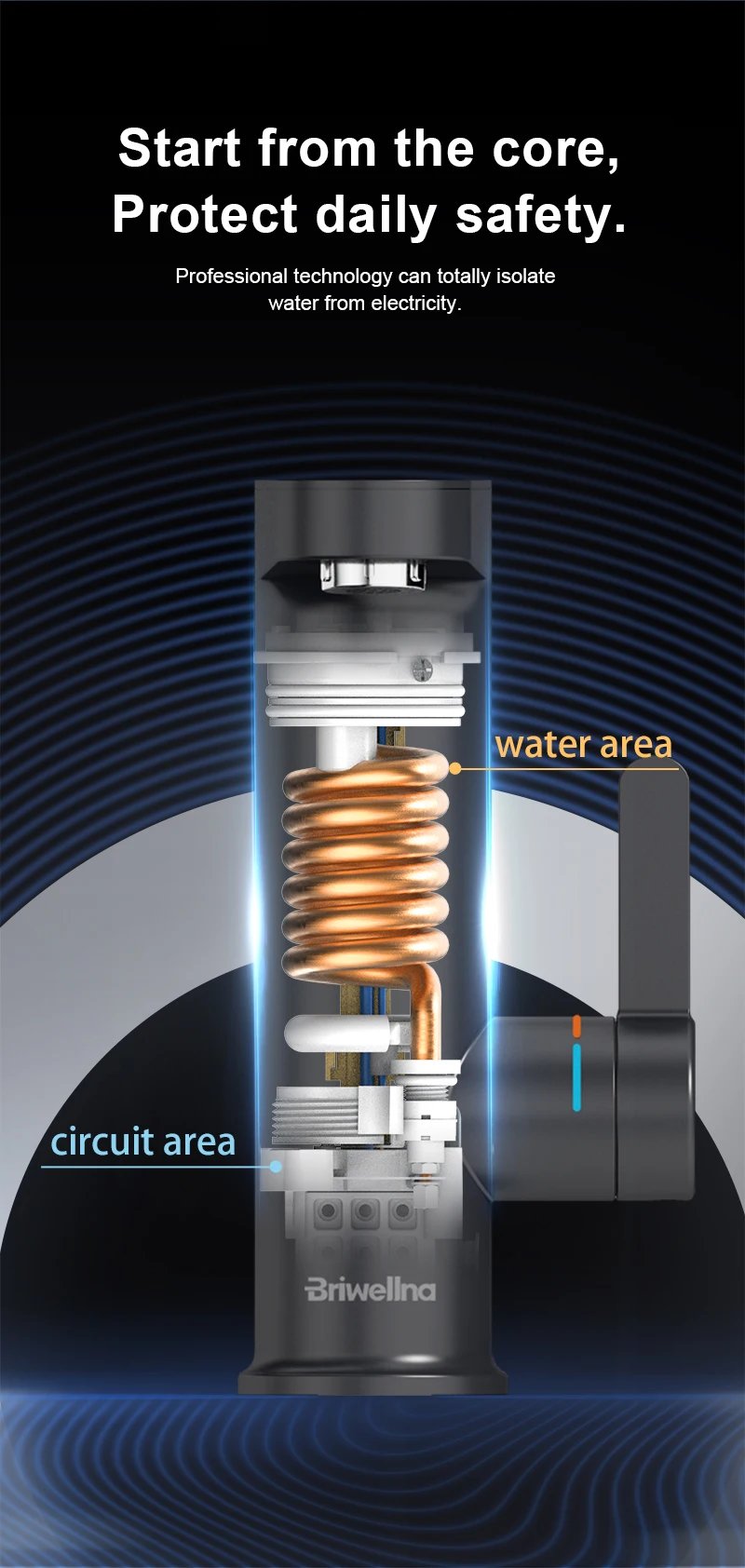 Briwellna Electric Water Heater Hot Water Faucet 2 in 1 Basin Tap Tankless Geyser 220V Instant Water Heater Faucet For Home