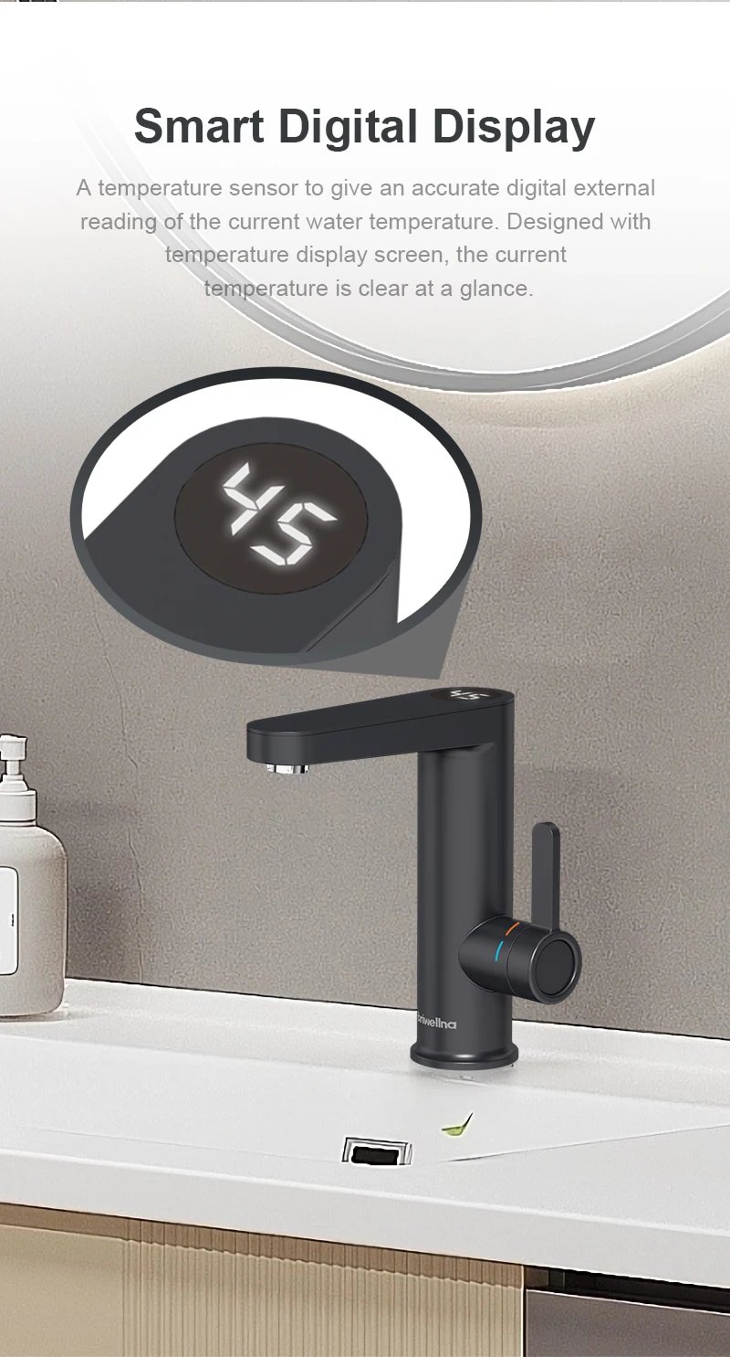 Briwellna Electric Water Heater Hot Water Faucet 2 in 1 Basin Tap Tankless Geyser 220V Instant Water Heater Faucet For Home