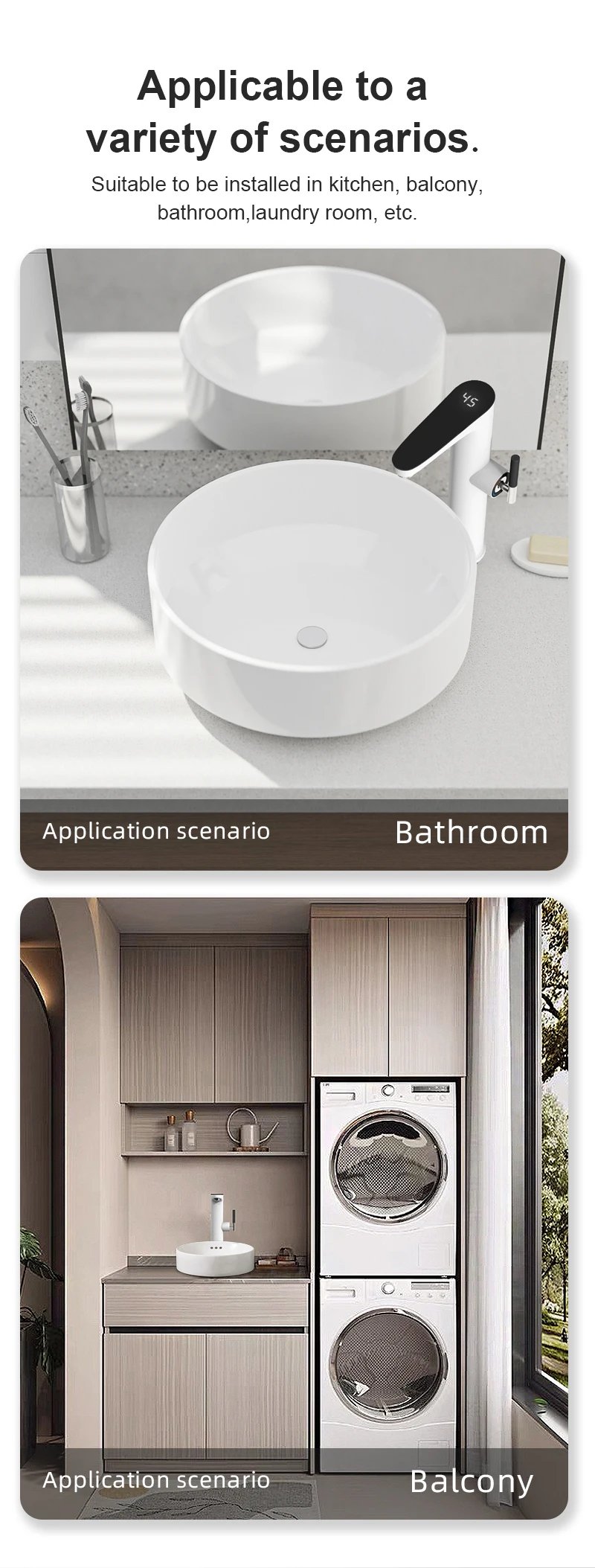 Briwellna Instant Hot Water Faucet 220V Water Heater Electric Faucet For Countertop Sinks Heating Tap Vessel Sink Flowing Heater