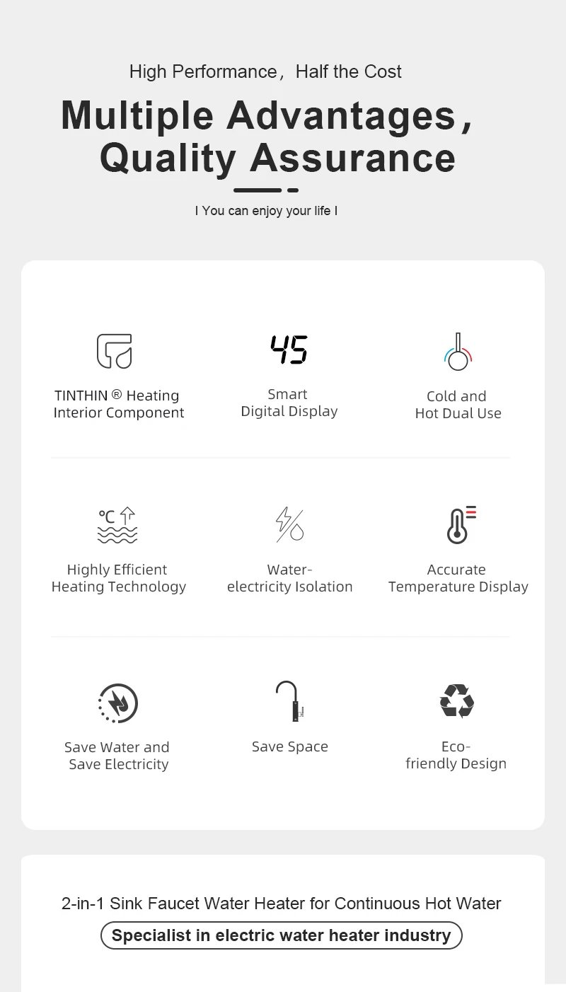 Briwellna Instant Hot Water Faucet 220V Water Heater Electric Faucet For Countertop Sinks Heating Tap Vessel Sink Flowing Heater