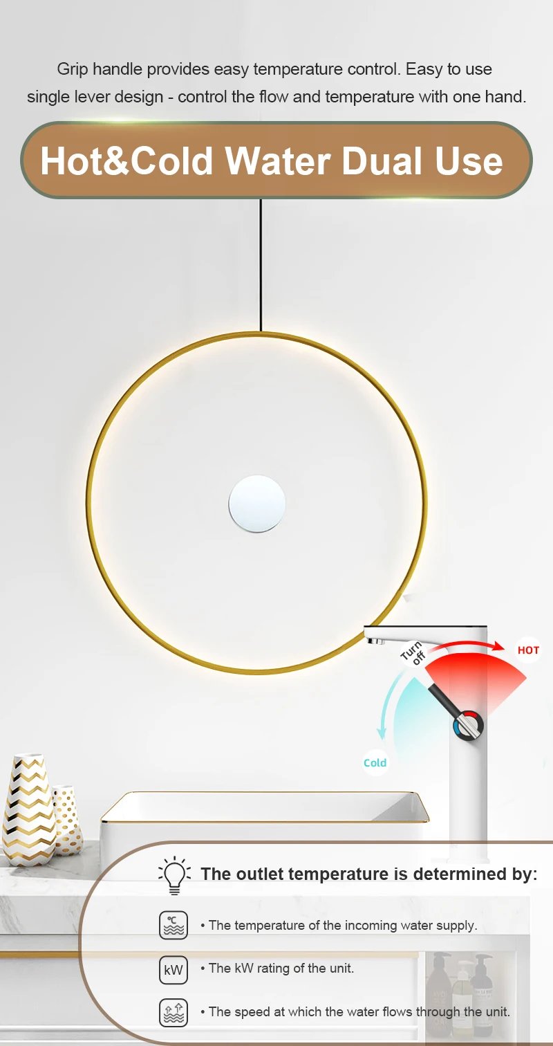 Briwellna Instant Hot Water Faucet 220V Water Heater Electric Faucet For Countertop Sinks Heating Tap Vessel Sink Flowing Heater