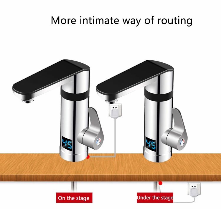 3000W Instant Electric Faucet Heater Tap Tankless Water Heater Display Temperature for Kitchen and Bathroom EU/UK/AU Plug 220V