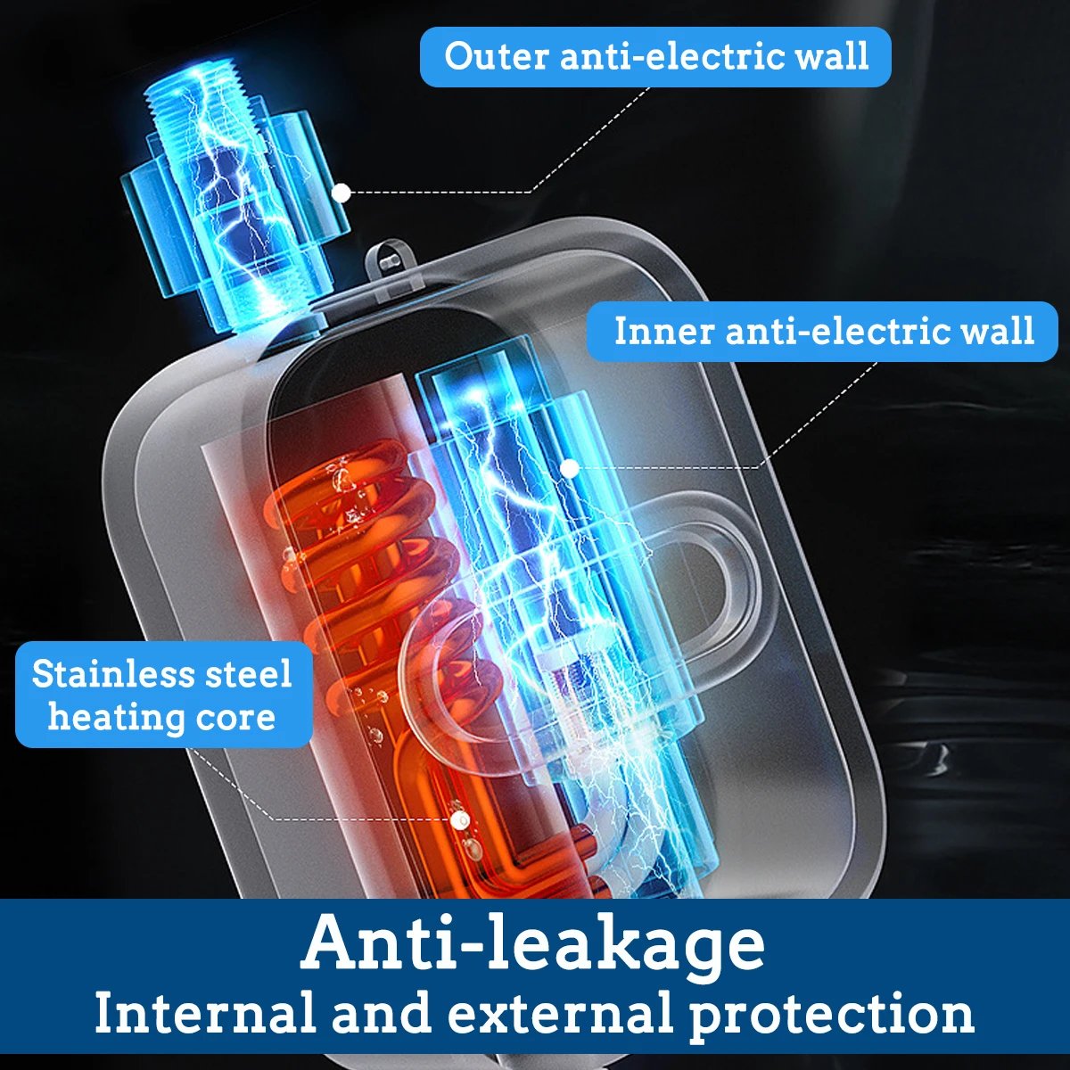 3S Instant Water Heater Shower 3500W 110V 220V Heating Bathroom Kitchen Tankless Electric Water Heater Temperature Display