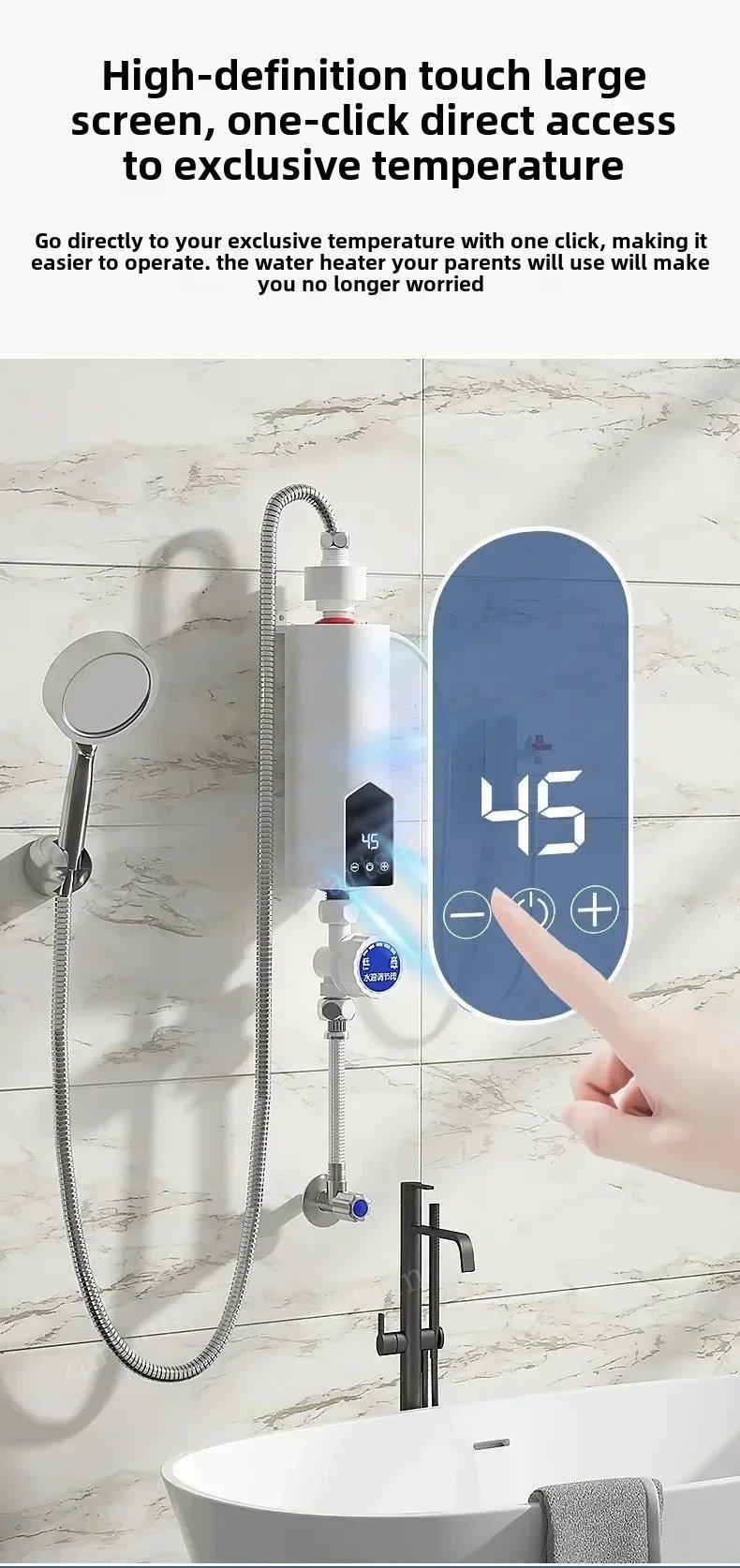 Portable Instant Water Heater 220V 3000W-5500W Electric Shower for Bathroom And Home Kitchen Hot Water Heating System