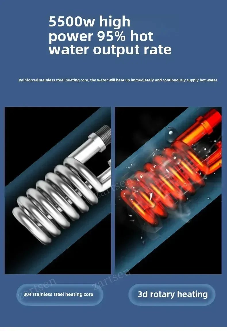 Portable Instant Water Heater 220V 3000W-5500W Electric Shower for Bathroom And Home Kitchen Hot Water Heating System