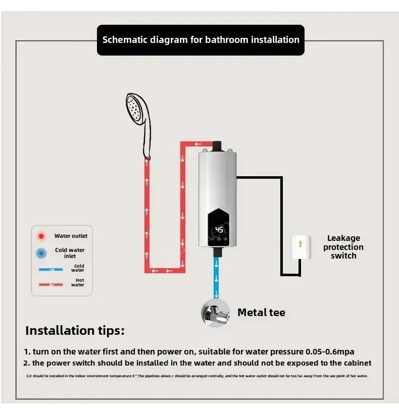 Portable Instant Water Heater 220V 3000W-5500W Electric Shower for Bathroom And Home Kitchen Hot Water Heating System