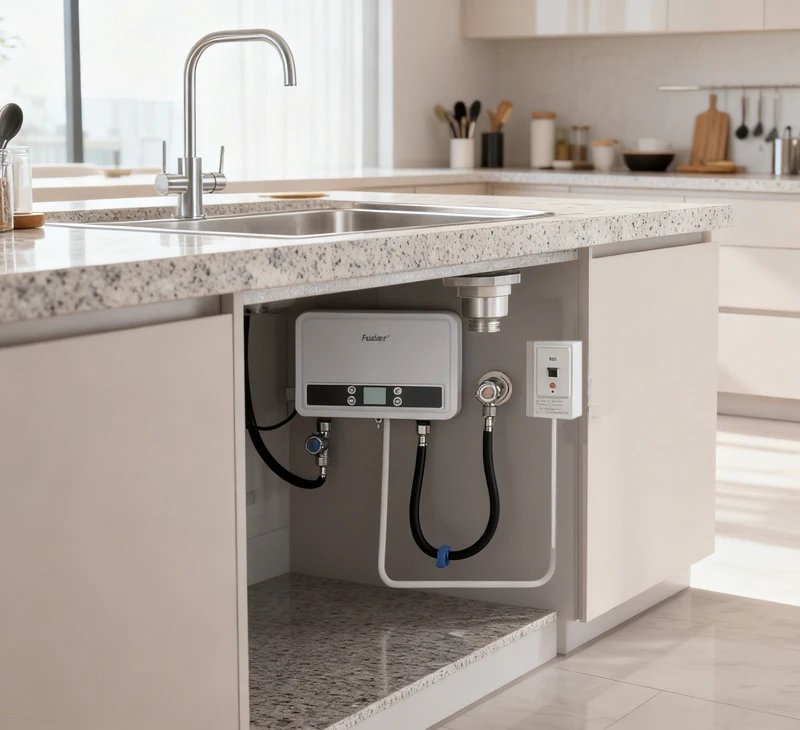 Fudeer Water Heater Electric Instant Water Heater for Sink Stainless Steel Hot Water Heater Under Sink 5500W for Kitchen