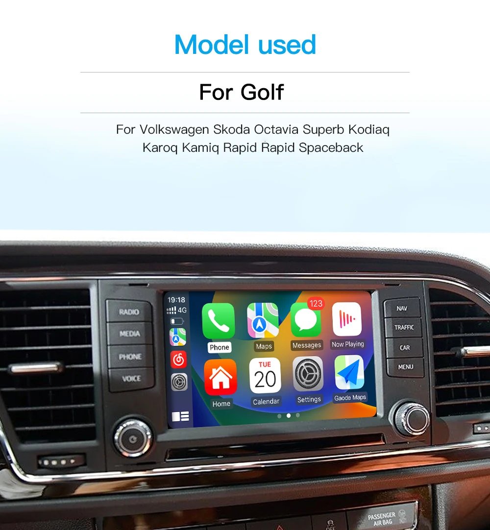 AUTOABC Wireless carplay Android Auto For Golf7 Arona IBIZA Toledo Ateca Seat Leon Mk3 2014-2019 Support OEM Aftermarket Camera