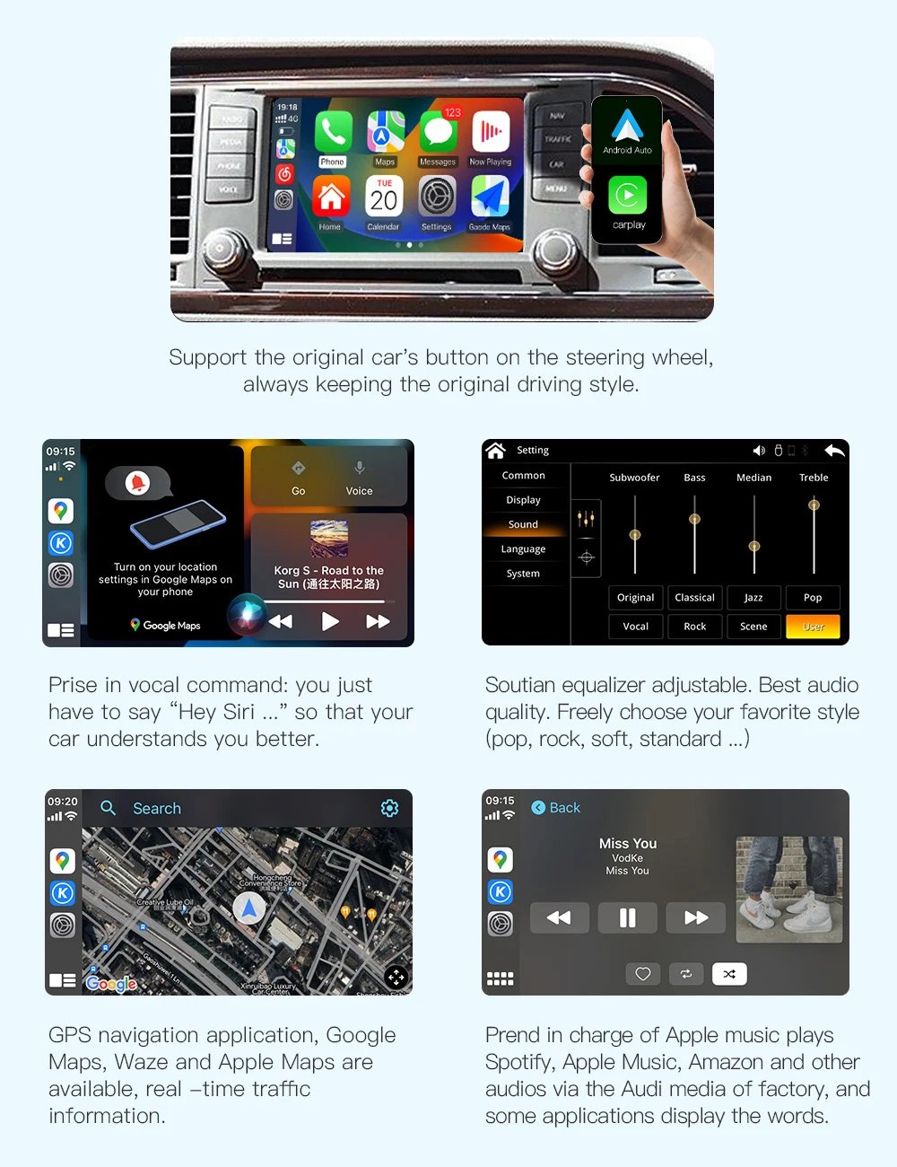 AUTOABC Wireless carplay Android Auto For Golf7 Arona IBIZA Toledo Ateca Seat Leon Mk3 2014-2019 Support OEM Aftermarket Camera