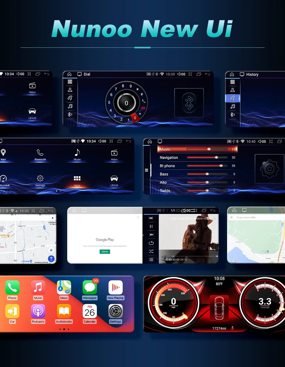 Nunoo Android 14 Wireless Carplay Auto Radio For Lexus IS RC 200 250 300 350 200t 300h Multimedia Player Navigation GPS DSP