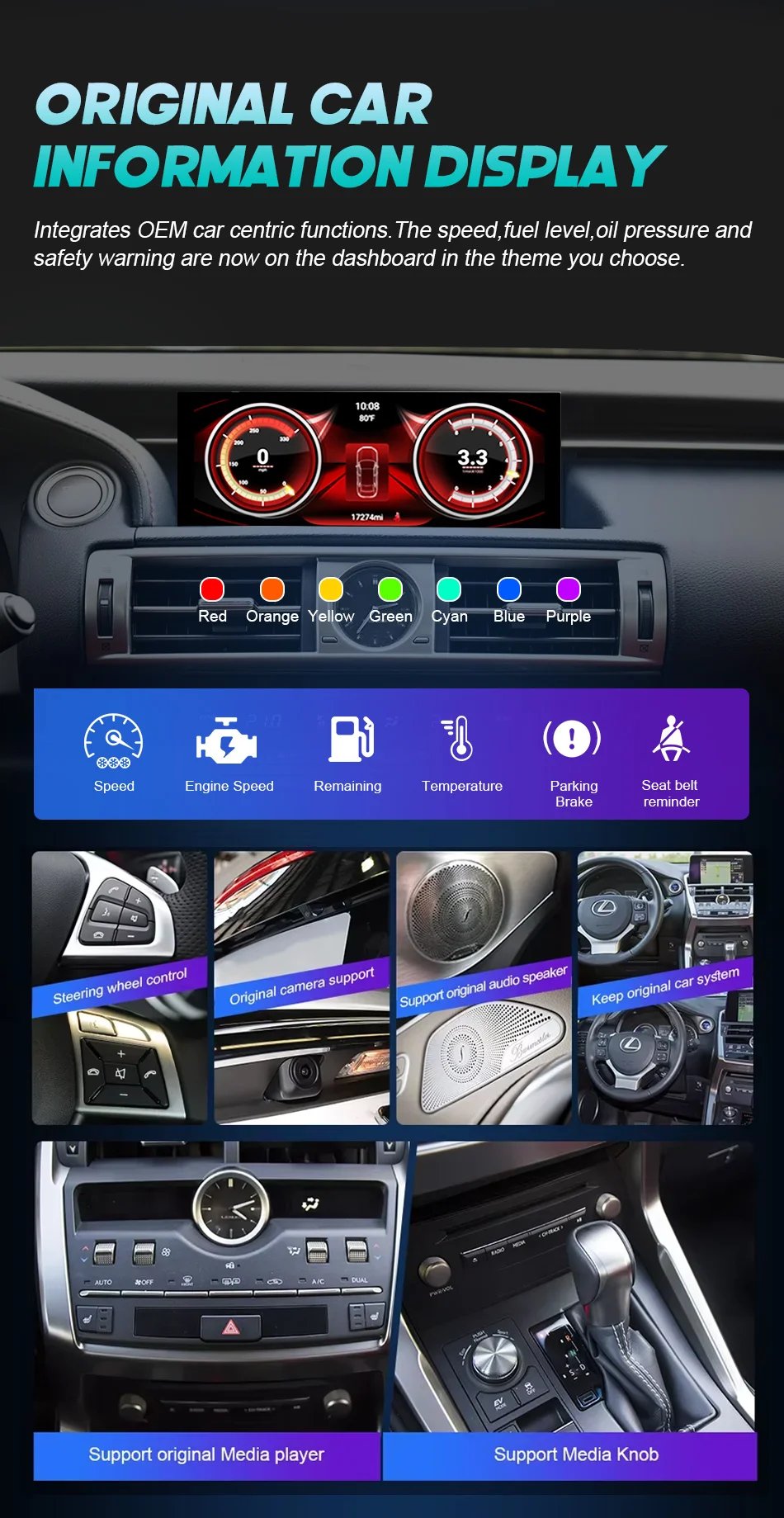 Nunoo Android 14 Wireless Carplay Auto Radio For Lexus IS RC 200 250 300 350 200t 300h Multimedia Player Navigation GPS DSP