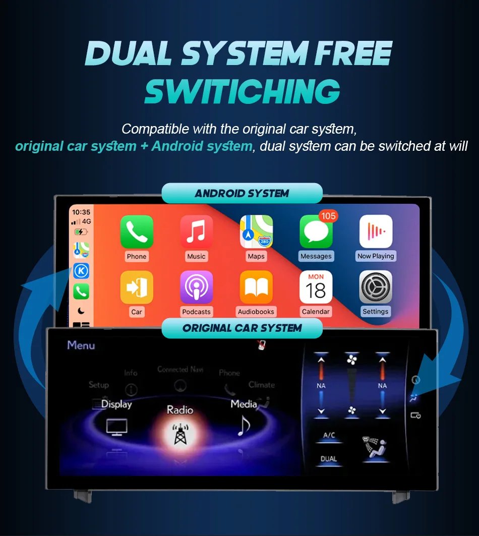 Nunoo Android 14 Wireless Carplay Auto Radio For Lexus IS RC 200 250 300 350 200t 300h Multimedia Player Navigation GPS DSP