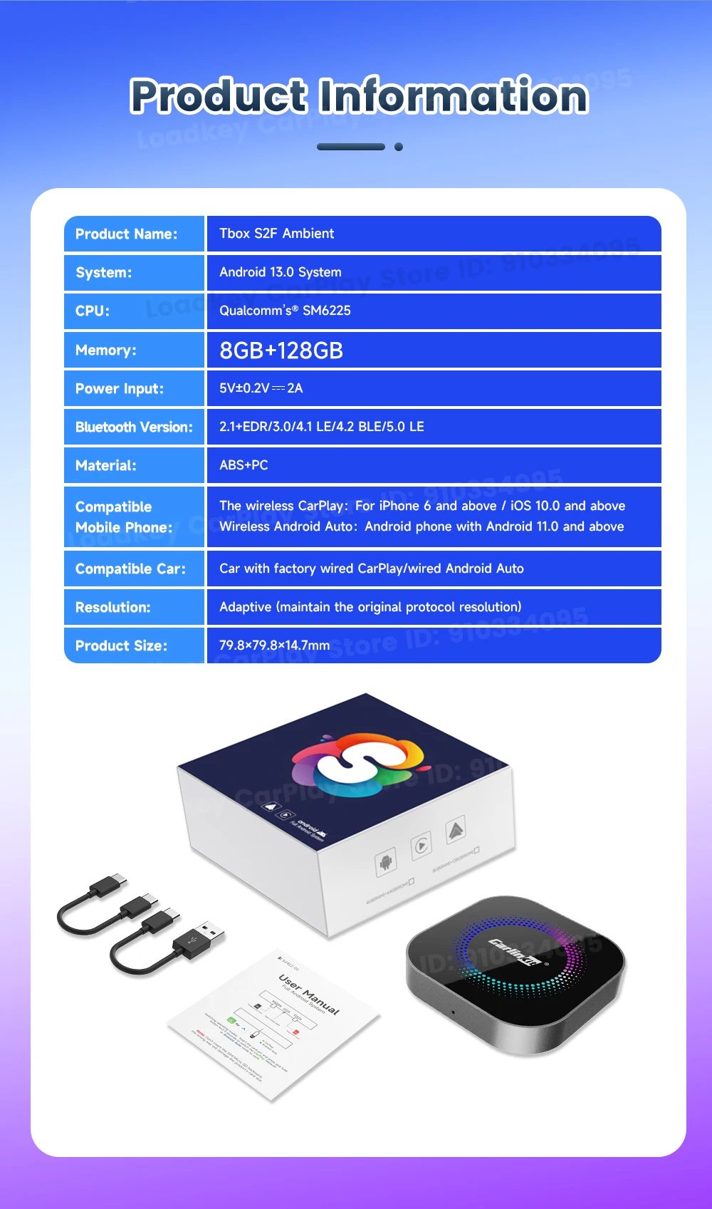 CarlinKit Android 13 Tv Box CarPlay Android Auto TBox Ambient Wireless Adapter Android Auto For Netfilx Youtube IPTV Spotify GPS