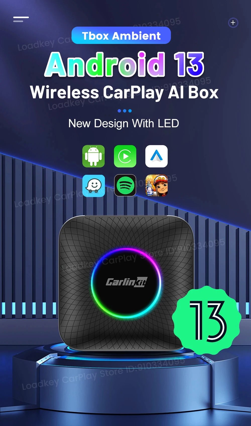 CarlinKit Android 13 Tv Box CarPlay Android Auto TBox Ambient Wireless Adapter Android Auto For Netfilx Youtube IPTV Spotify GPS