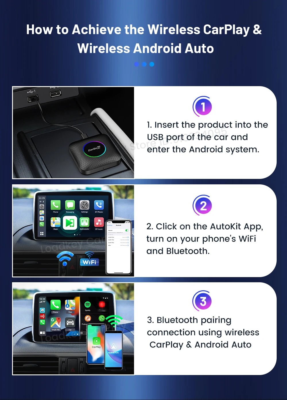 CarlinKit Android 13 Tv Box CarPlay Android Auto TBox Ambient Wireless Adapter Android Auto For Netfilx Youtube IPTV Spotify GPS