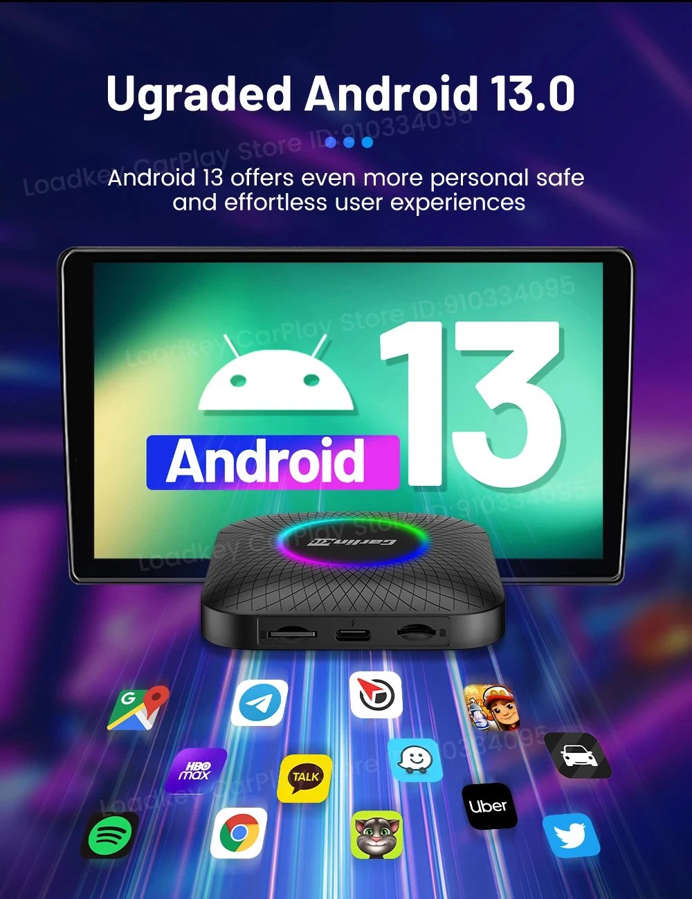 CarlinKit Android 13 Tv Box CarPlay Android Auto TBox Ambient Wireless Adapter Android Auto For Netfilx Youtube IPTV Spotify GPS